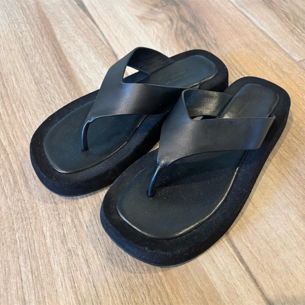 Tony Bianco Ives Platform Flip Flop Sandals Womens Size 7 Black Chunky